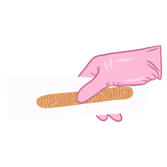 Pink  Robber Glove Holding Waxing Stick