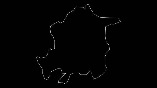 Yaracuy state map of Venezuela outline animation
