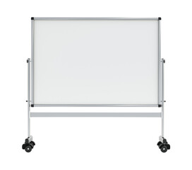White board on wheels isolated on transparent background. 3D illustration