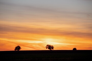 Fototapeta na wymiar Horizontal sunset in two colors