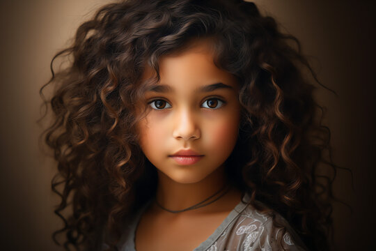 an indian little girl with curly hair