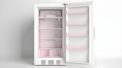 White classic fridge with open door and empty inside