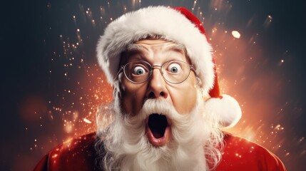 Surprised Santa Claus portrait - obrazy, fototapety, plakaty