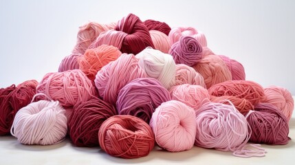 Skeins of embroidery thread in shades of pink.