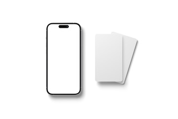 Empty screen tablet and business card mockup view on white background