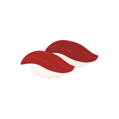 漬鮪の握り寿司。フラットなベクターイラスト。
Soy-marinaded tuna nigiri. Flat designed vector illustration.