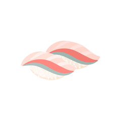 Fototapeta premium かんぱちの握り寿司。フラットなベクターイラスト。 Amberjack nigiri. Flat designed vector illustration.