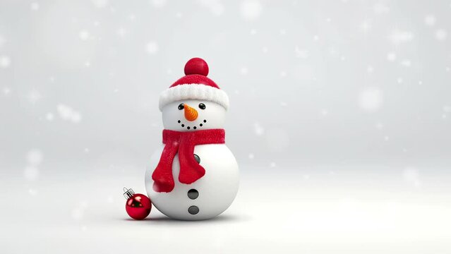 snowman with hat and scarf for christmas video background