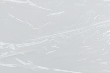White plastic wrinkled or polyethylene bag texture, macro, white background