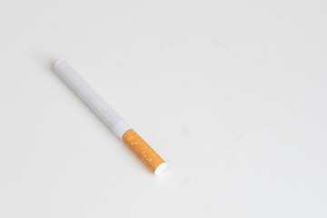 Cigarette, roll tobacco in paper with filter tube, No smoking concept.