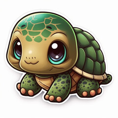 Fototapeta premium Exquisite Turtle Sticker Captivating Cute Tortoise in Vibrant Colors Generative AI