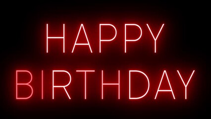 Flickering red retro style neon sign glowing against a black background - Powered by Adobe