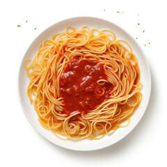 spaghetti with tomato sauce isolated on white background