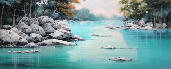 Obraz premium sea ​​landscape and large rocks