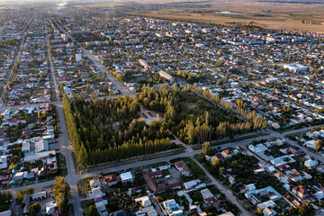 aerial view of the Karakol city in Kyzryzstan