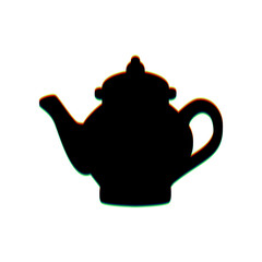 Tea maker sign. Black Icon with vertical effect of color edge aberration at white background. Illustration.