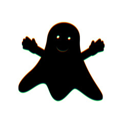 Ghost sign. Black Icon with vertical effect of color edge aberration at white background. Illustration.