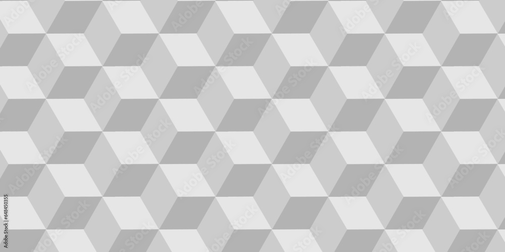 Wall mural seamless geometric pattern abstract background. abstract cubes geometric white and gray color hexago