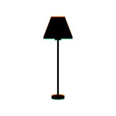 Lamp simple sign. Black Icon with vertical effect of color edge aberration at white background. Illustration.