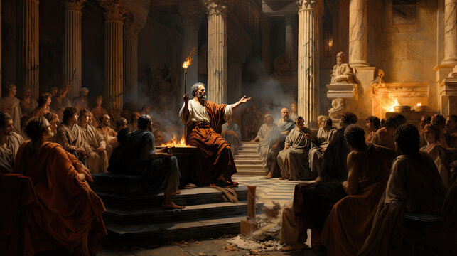 The roman senator speak in forum to people.