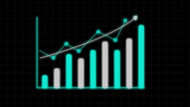 Business growth concept in allusive graph chart showing marketing sales profit motion graphics design.