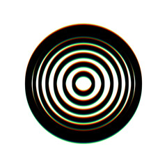 Meridians from top view. Black Icon with vertical effect of color edge aberration at white background. Illustration.
