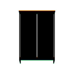 Wardrobe sign. Black Icon with vertical effect of color edge aberration at white background. Illustration.