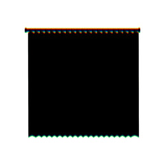 Curtain sign. Black Icon with vertical effect of color edge aberration at white background. Illustration.