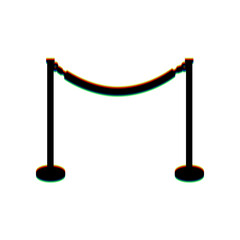 Fence from chainc sign. Black Icon with vertical effect of color edge aberration at white background. Illustration.