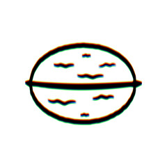 Walnut in shell sign. Black Icon with vertical effect of color edge aberration at white background. Illustration.