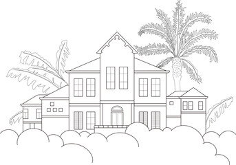 Vector illustration Tropical villa