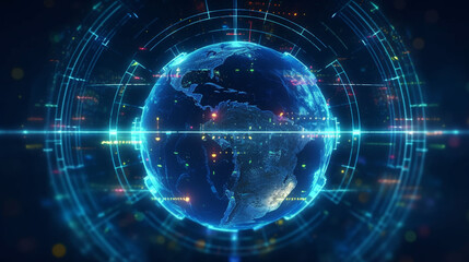 Planet Earth hud hologram , Digital Data and Technology background