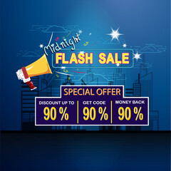 Flash sale or midnight sale template design