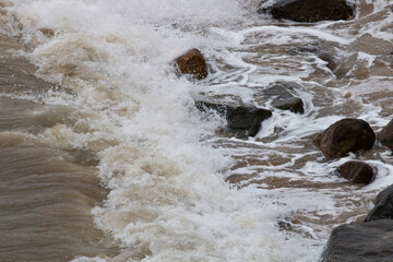 water flowing over rocks