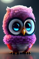 Obraz premium A cute adorable baby owl made of crystal ball with low poly eye's highly detailed intricated concept art trending artstation 8k