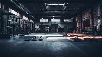 Empty gym with crossfit equipment