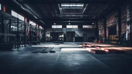 Fototapeten Empty gym with crossfit equipment © Rimsha