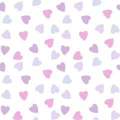 heart seamless pattern on white background, multicolor heart background, heart backdrop on white background.