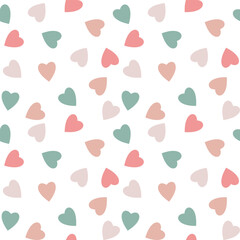 heart seamless pattern on white background, multicolor heart background, heart backdrop on white background.