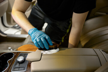Selective car detailing process of cleaning and washing of automotive interior parts