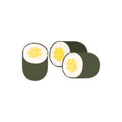 しんこ巻き。フラットなベクターイラスト。
Pickled radish roll. Flat designed vector illustration.