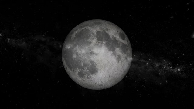 Animated moon in the space on a black background.