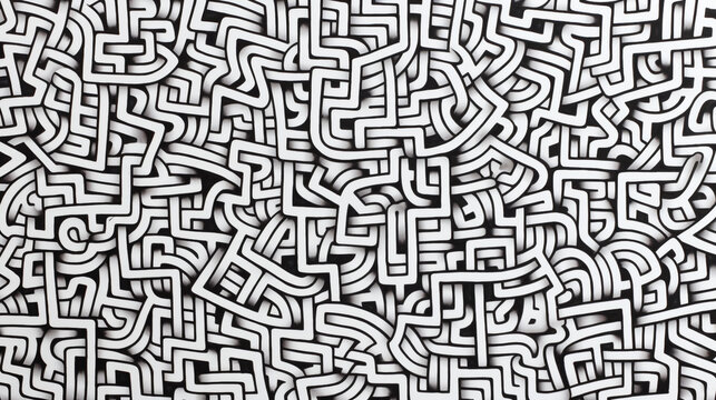 Maze pattern drawn by black marker, white background.
Modified Generative Ai image.