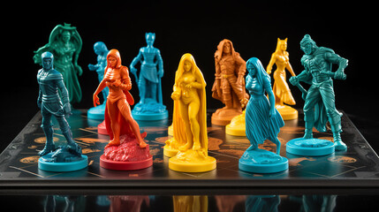 Plastic figures placed on board rol game
