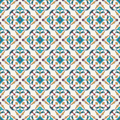 Arabic seamless tiles for floor and wall decoration pattern - seamless vintage pattern with quatrefoils. Seamless vector background. Plain colors - easy to recolor.