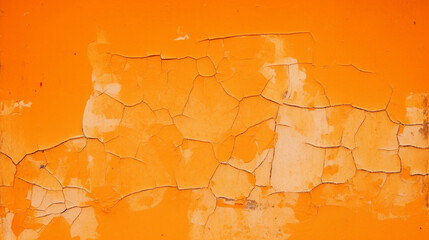 Orange wall with cracks and peeling paint
