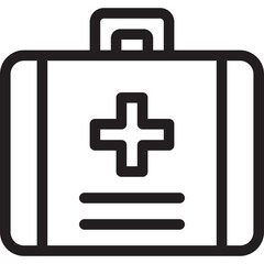 First aid kit basic black line icon