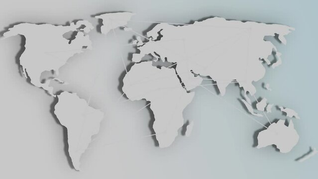 Connecting network line pattern on world map 4k animation. mz_802