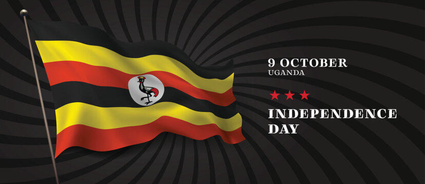 Uganda independence day vector banner, greeting card.