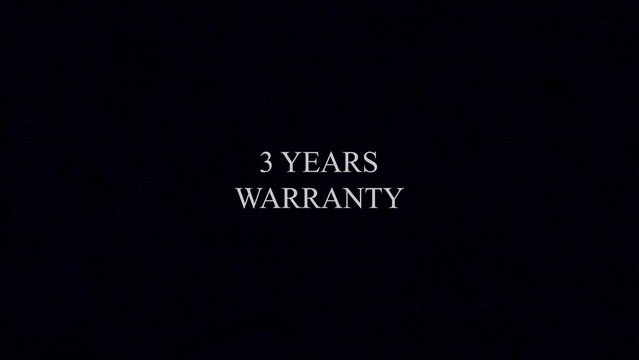 Warranty card, 3 year warranty offer concept on black background. mz_842